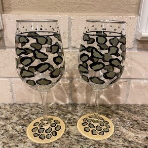 Leopard Print Wine Glasses set of 2 Lolita